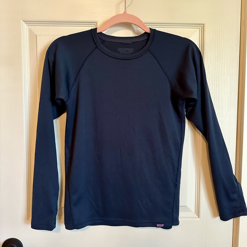 Patagonia Long Sleeve Crew Neck Tee - Navy Blue